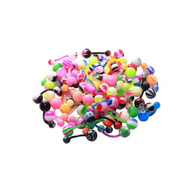 Lot of 20 14G Belly Button Rings Bioflex Piercing Jewelry No Duplicates