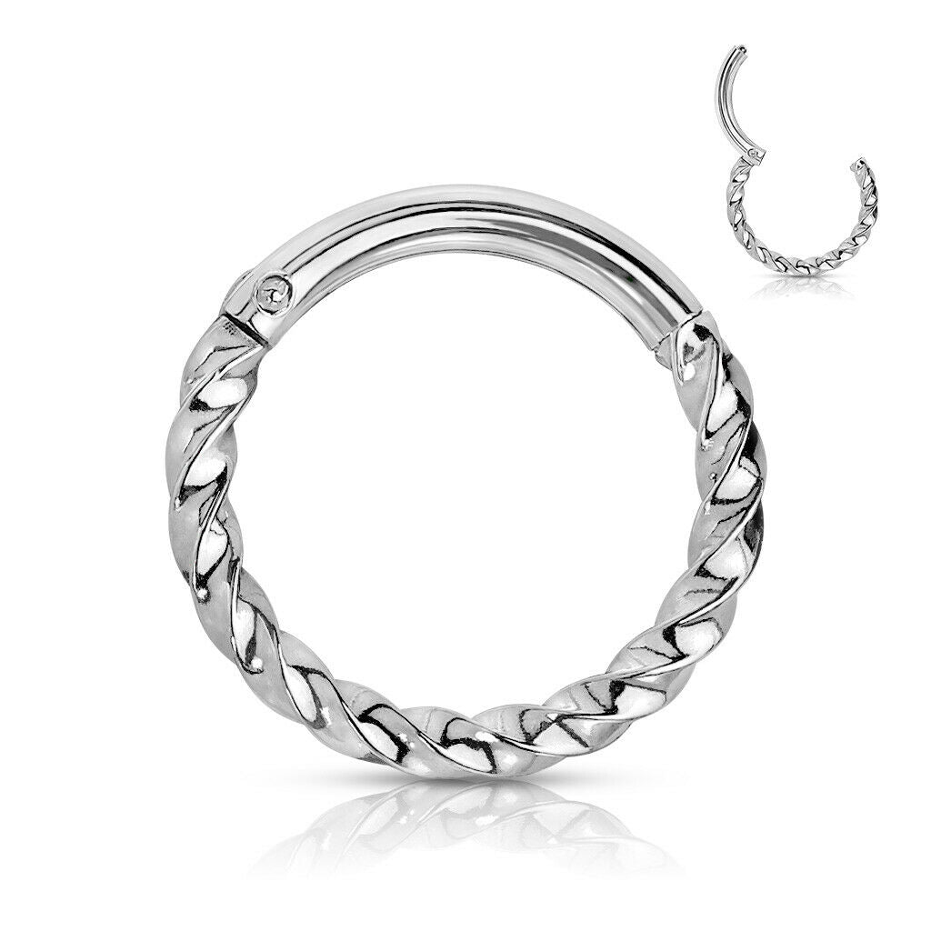 Surgical Steel Hinged Segment Hoop Rings Twisted Surgical steel Ion plated