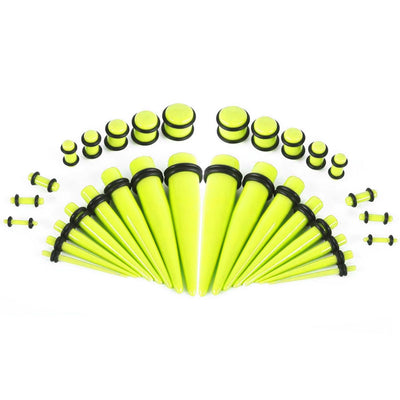 36 Pieces UV Glow in the Dark Ear Stretching Kit Glow Tapers with Plugs 14G-00G
