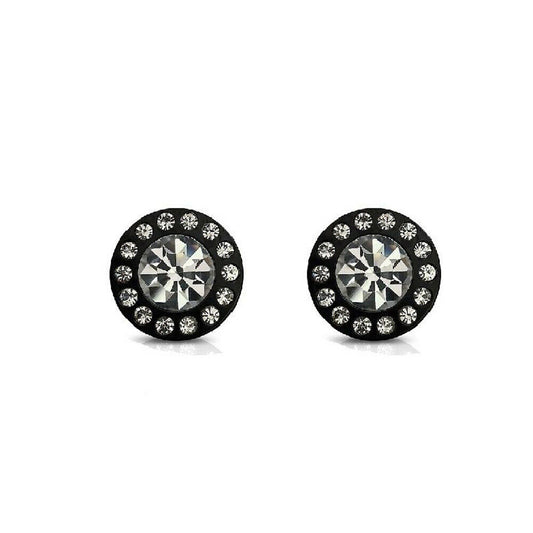 CZ Centered Black Surgical Steel Screw Fit Plugs- Sold as a Pair