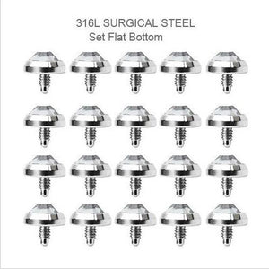 100 Pcs of Assorted Surgical Steel Gem Set Flat Bottom Dome Dermal Anchors
