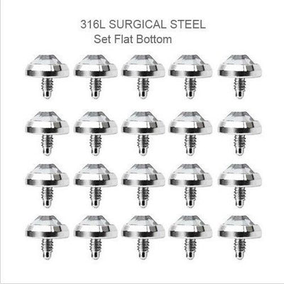100 Pcs of Assorted Surgical Steel Gem Set Flat Bottom Dome Dermal Anchors