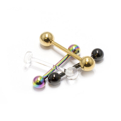 Tongue Rings Barbell 4 Pack Nipple Surgical Steel Bar + Retainer 14G 16mm 5/8"