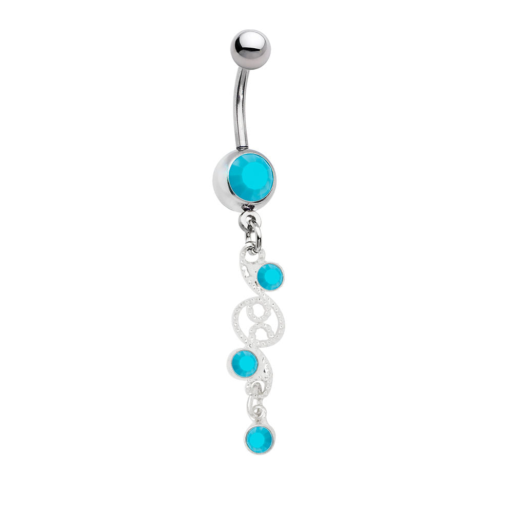Belly Button Ring - 14ga Turquoise-Style Dangle 316L Surgical Steel