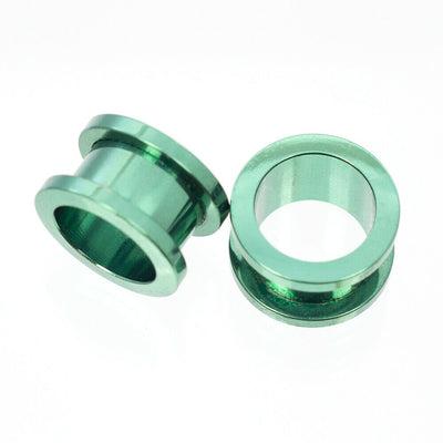 Plugs Anodized Metallic Green Screw Fit - Sold as a Pair Surgical Steel