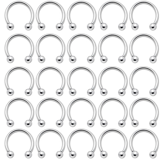 25 pcs Circular Horseshoe Rings Surgical Steel 14G or 16G - Available in 3 different lengths