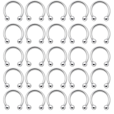 25 pcs Circular Horseshoe Rings Surgical Steel 14G or 16G - Available in 3 different lengths