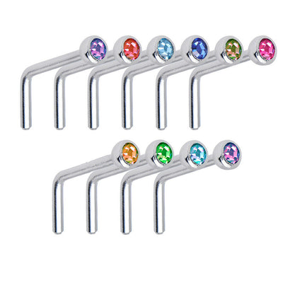 Nose Piercing 20ga Studs 10 Pack