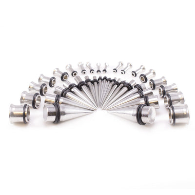 36Pc. Ear Stretching Kit 316L Surgical Steel Tapers and Tunnel Expanders 14G-00G