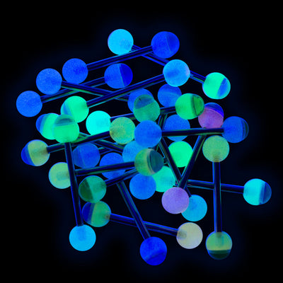 Tongue Piercing Barbells - 20 Pack UV Glow in the Dark Mixed Colors 14ga 316L