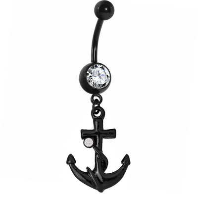 Belly Button Ring - Vintage Anchor Dangle Belly Ring - 14ga 316L Surgical Steel