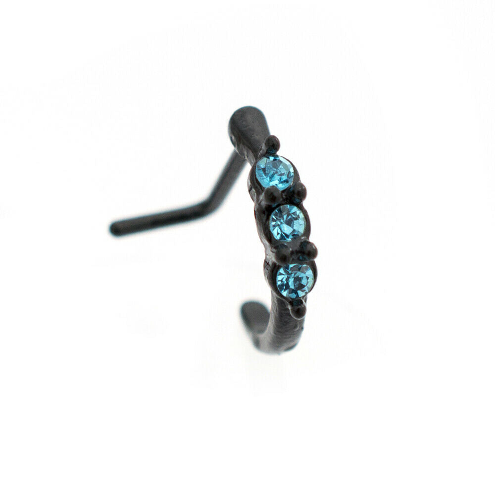 Nose Ring L-shape nose screw with Cubic Zirconia Stone 20G