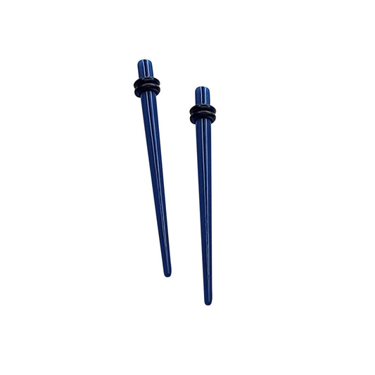 Pair of Ear Tapers Stretchers Gauges Acrylic Dark Blue 12 Gauge