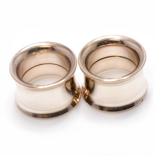 Rose Gold Ion-Plated Double Flared Eyelet Ear Plugs - 8 Gauge to 1 Inch