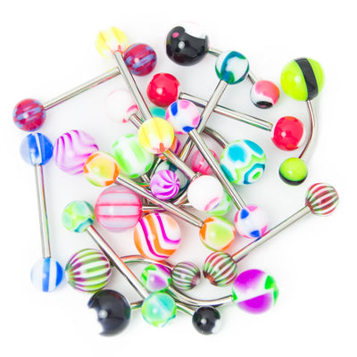 20pcs Mixed Body Jewelry - 14ga 316L Surgical Steel Belly and Straight Bars