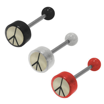 Peace Sign Logo Barbell Tongue Ring