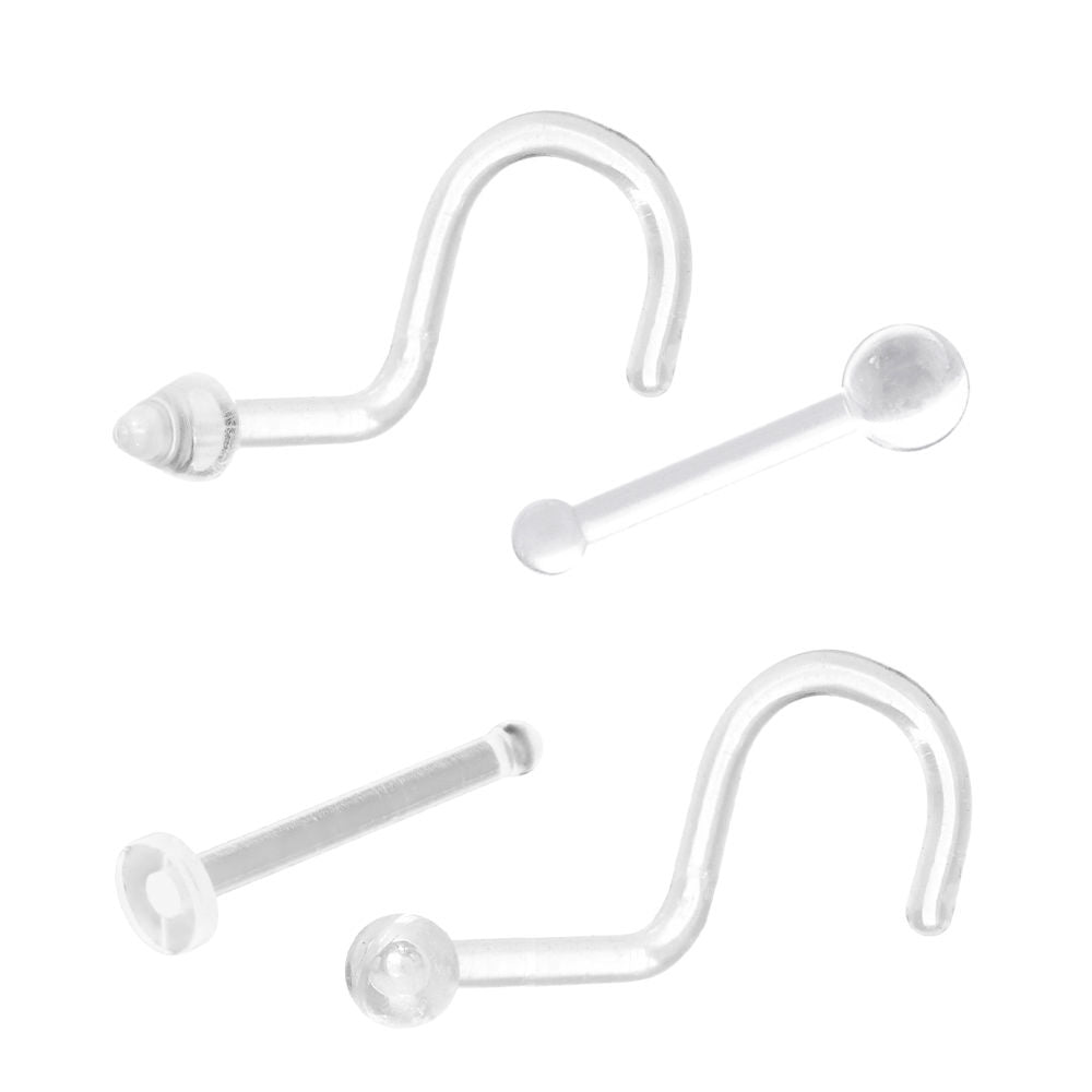 4 Pack Nose Piercing Retainers - Perfect Also for Lip and Ear Cartilage Piercing