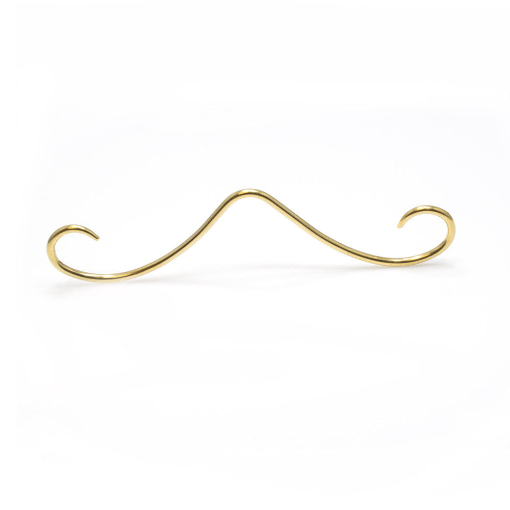 Septum Piercing Curved Mustache Surgical Steel Gold IP Fancy Nose Ring 16G 14G
