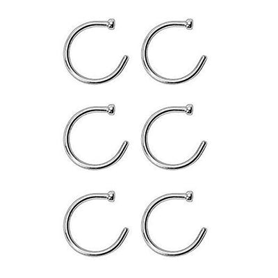Nose Ring Piercing Hoop 18G or 20G Surgical Steel - 6pcs
