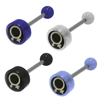 Female & Male Symbol Barbell Tongue Ring