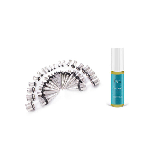 Tapers and Tunnels Ear Stretching Kit 36 Pieces &pcare soothing lubricant