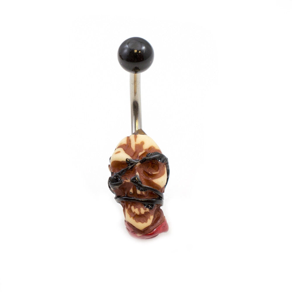 Belly Button Ring with Skeleton or Zombie Design 14g