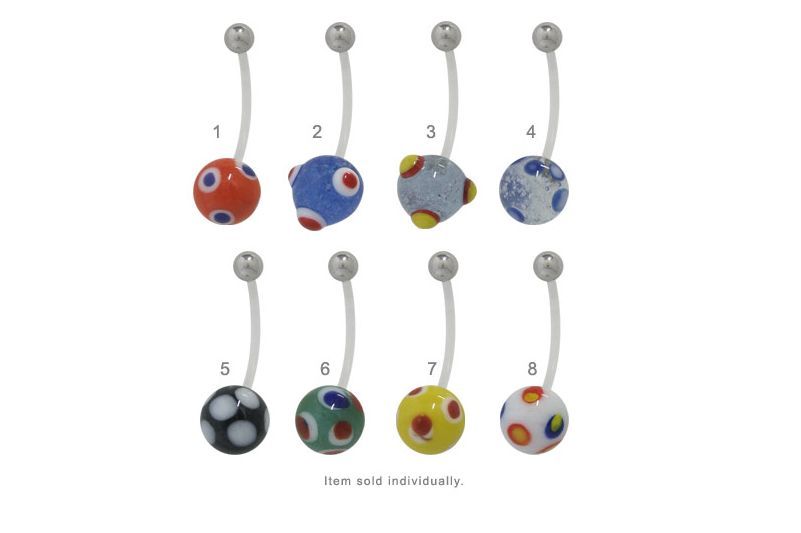 Painted Glass Maternity Balls Belly Rings