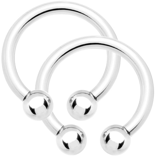 8ga Horseshoe Circular Barbells - Pair of 316L Steel 3/4" - Nipple, Ear, PA