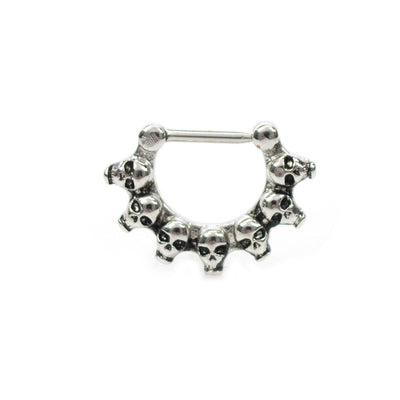 Septum Clicker Ring with skulls design 16g Cartilage Septum Tragus Rook
