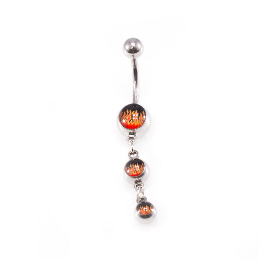 Belly Button Ring Fire Design 14g Navel Ring Surgical Steel