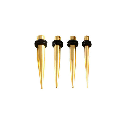Surgical Stainless Steel Gold Ear Taper with 2 Black O Rings TAPER Sold as Pair
