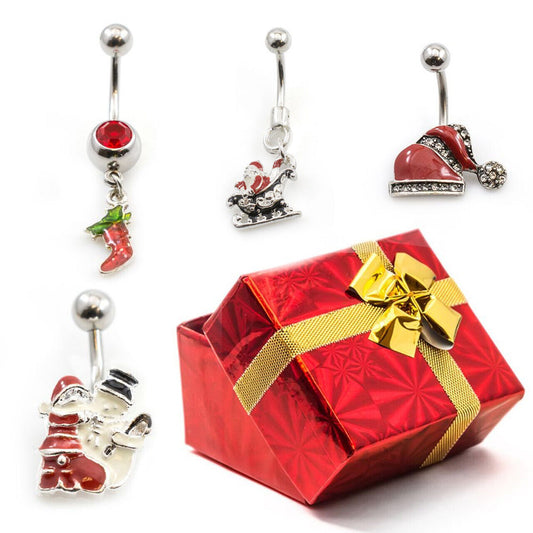 Pack of 4 Holiday Belly Button Rings with Gift Box #5