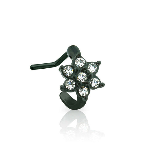 Ion plated surgical steel nose ring Crowler Flower Gem flower design