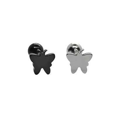 Barbell Tongue Ring with Flat Butterfly Design Ion Plated 14 Gauge 5/8"