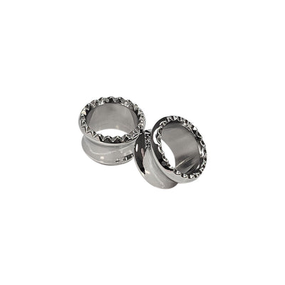Pair of Ear Gauges Rough Cut Design Surgical Steel Double Flare Tunnels