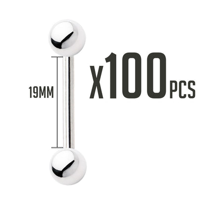 Wholesale of 100 Pieces 14G Piercing Straight Barbells - 3 Lengths Available