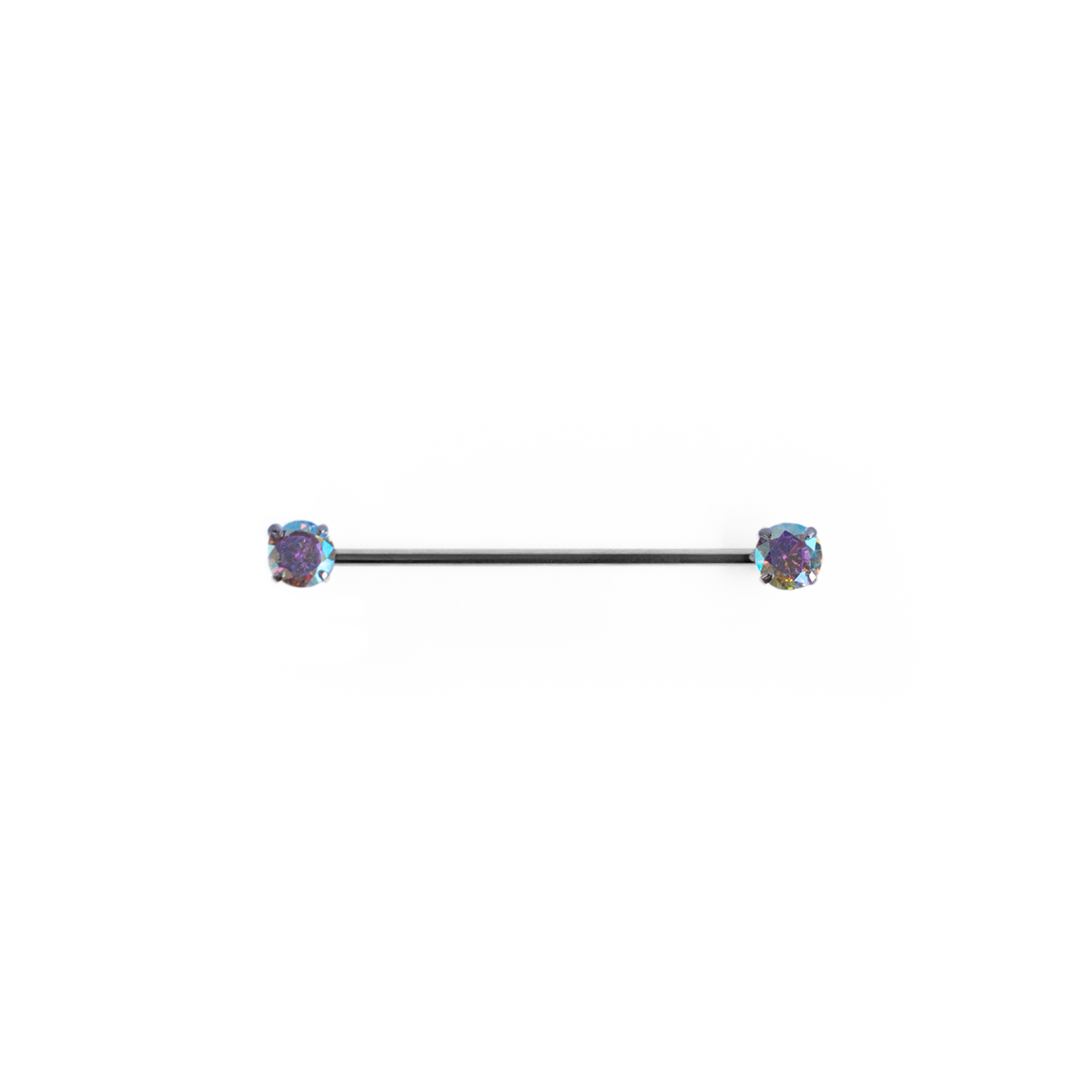 Industrial Barbells with Prong Set CZ Ends Surgical Steel
