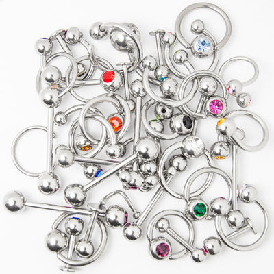 Wholesale Body Jewelry - 40 Mixed 316L Steel - Lip, Ear, Nipple, Tongue