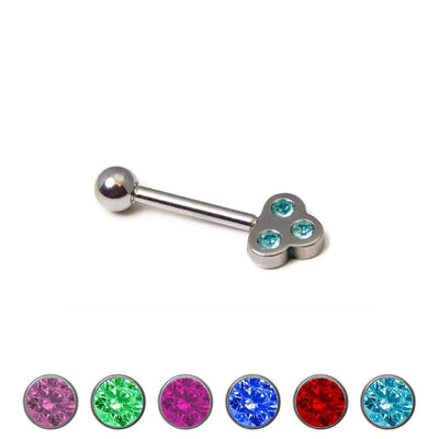 Vintage Design 16G Eyebrow Barbell with CZ Gem - 6 Colors Available