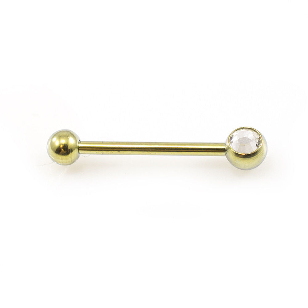 Straight Barbell with CZ Jewel 16 Gauge 10 mm length Perfect fit to eyebrow