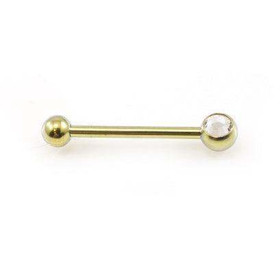 Straight Barbell with CZ Jewel 16 Gauge 10 mm length Perfect fit to eyebrow