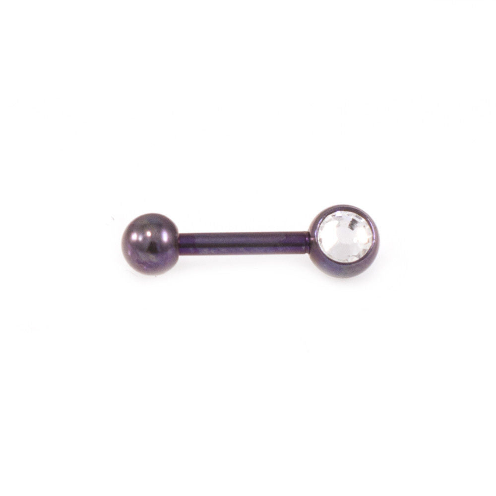 Micro Barbell Titanium with CZ Jewel Cartilage Tragus Earring 16G 6mm Length