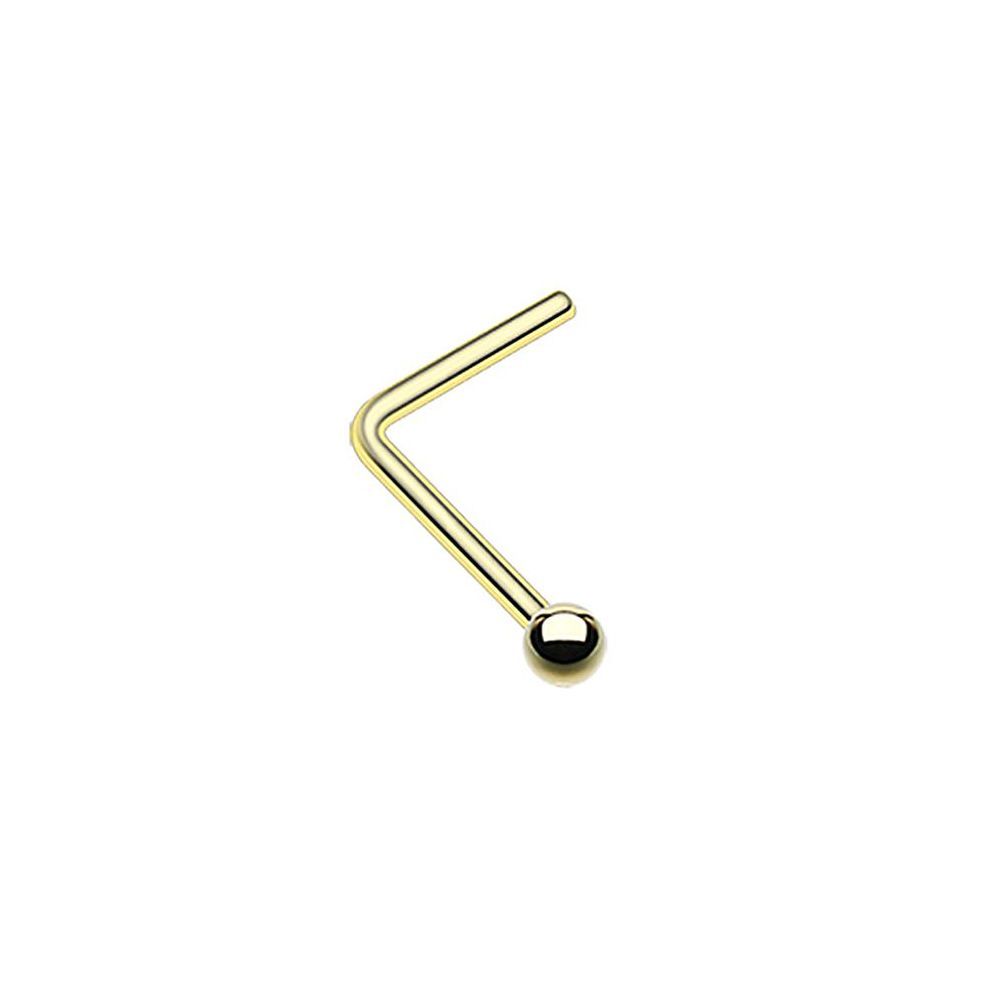 Solid 14K Gold L-Shaped Nose Ring