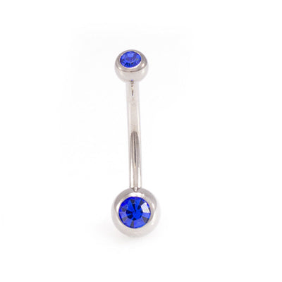 Belly Button ring Package of 5 Navel Ring Solid Titanium with two CZ Jewels 14g