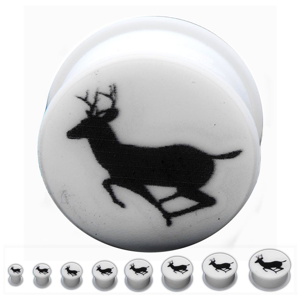 Pair of Double Flare Silicone Plugs with Jumping Deer Print