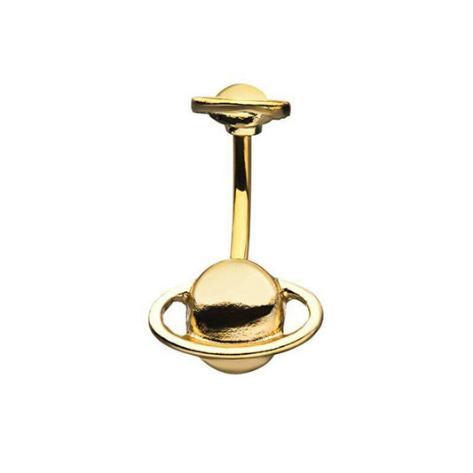 Belly Button Ring with Gold Plated Orbit Fixed Design 14ga Surgical Steel