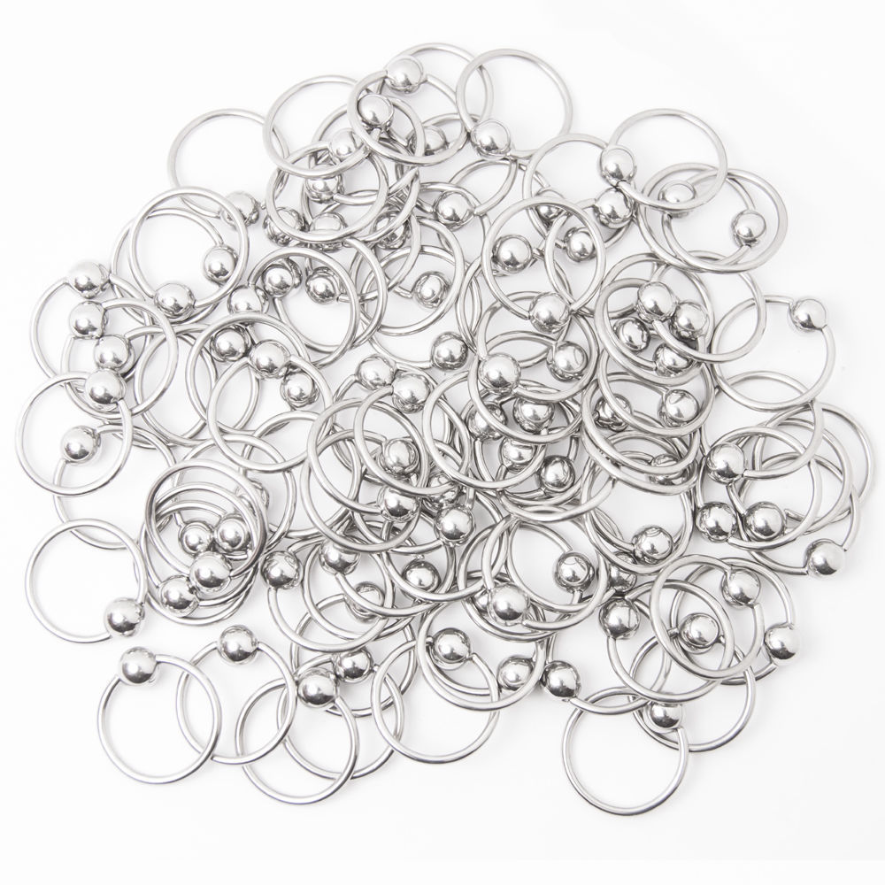 Package of 100 18G Captive Bead Rings - Perfect for Rook, Tragus, Nose