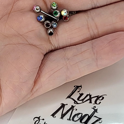 Labret Flat Back Jewel CZ Top Surgical Steel 16g - Pack of 9