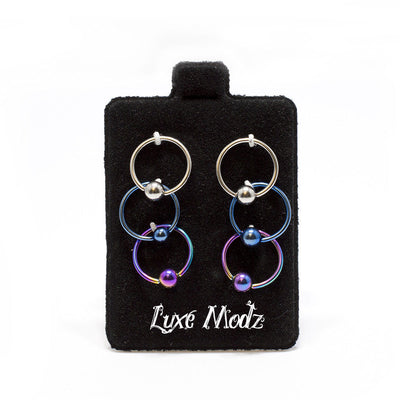 Captive Bead Ring 6pc 18G Anodized Titanium Nose Lip Ear Cartilage Septum CBR