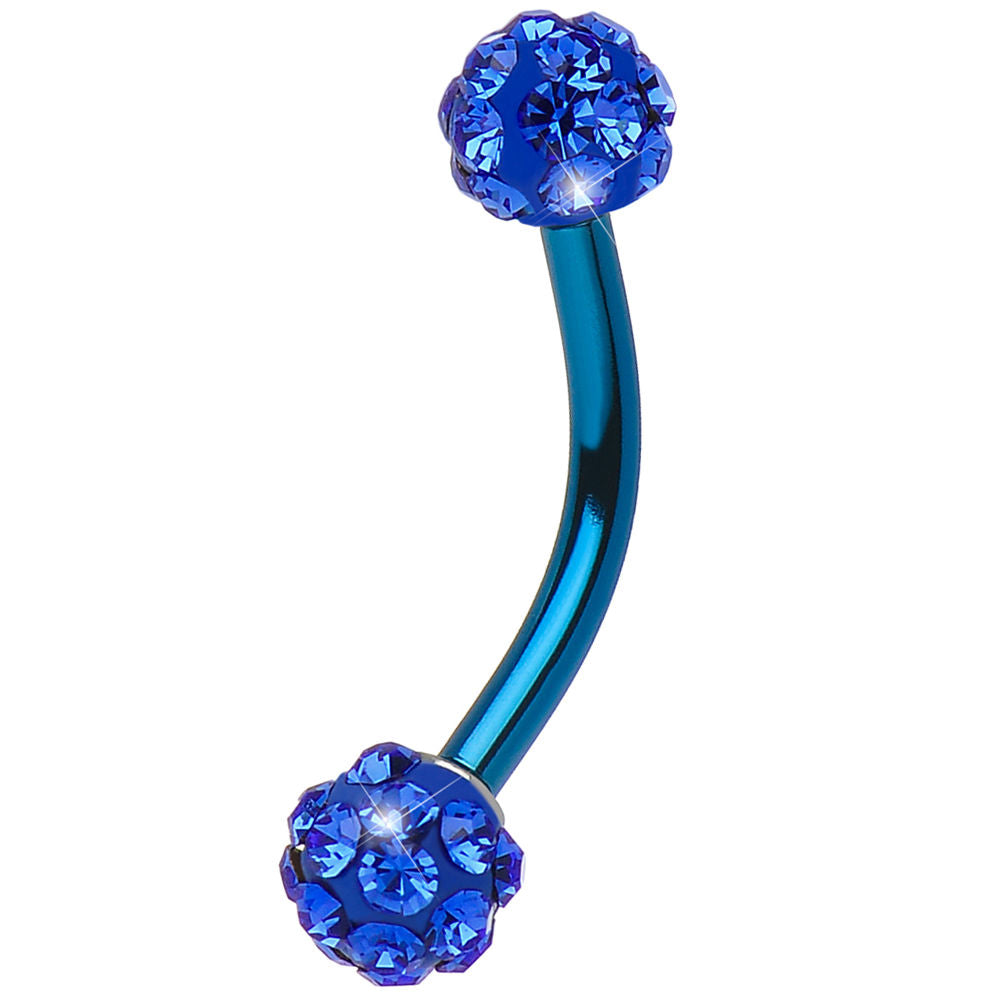 Anodized Titanium Curved Barbell 16G Eyebrow Ring with Ferido Ball Ends